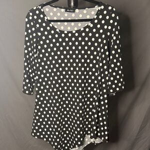 White House Black Market Black and White Polka Dot Blouse
